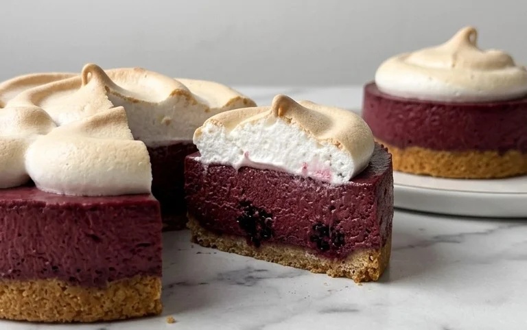 Brombeer Mousse Törtchen: Süße Baiserhaube