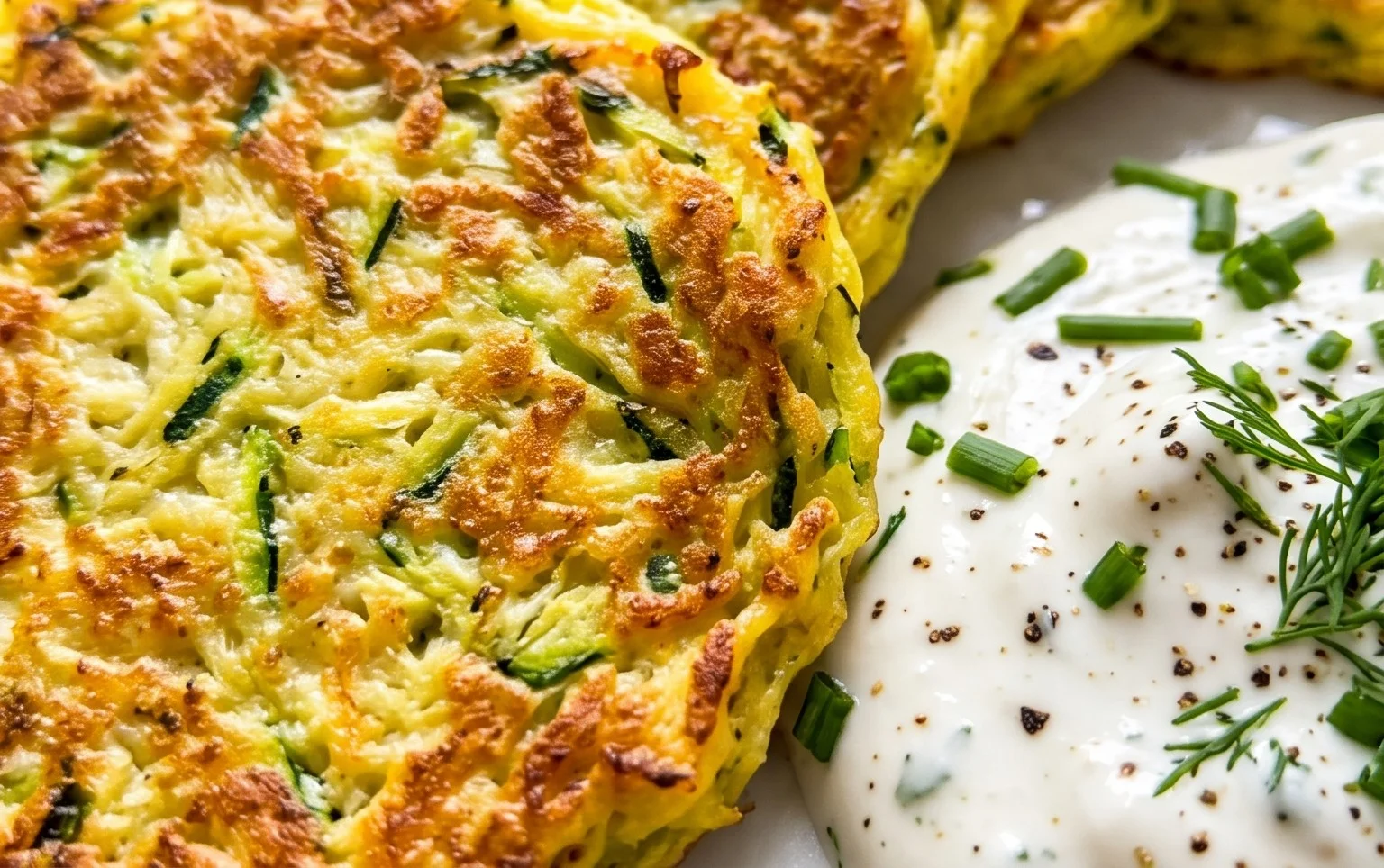 Low Carb Zucchini-Pancakes mit Quark-Dip – herzhaftes Pfannkuchen-Rezept