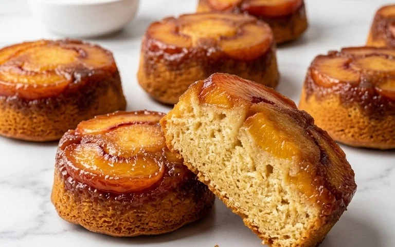 Pfirsich Upside Down Mini Kuchen: Sommerlicher Genuss